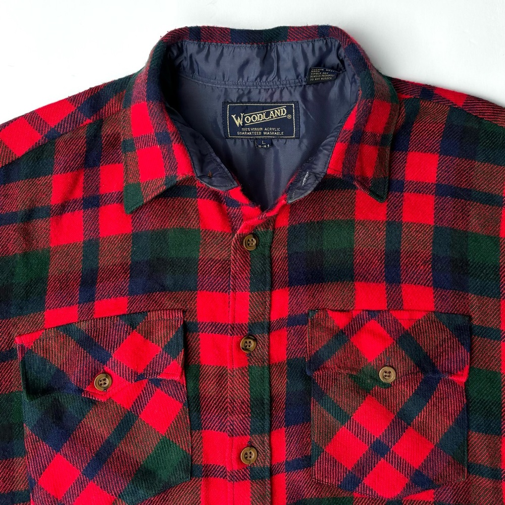 WOODLAND Timber Lumber Jack Plaid Long Sleeve Unisex Flannel Shirt Shacket
